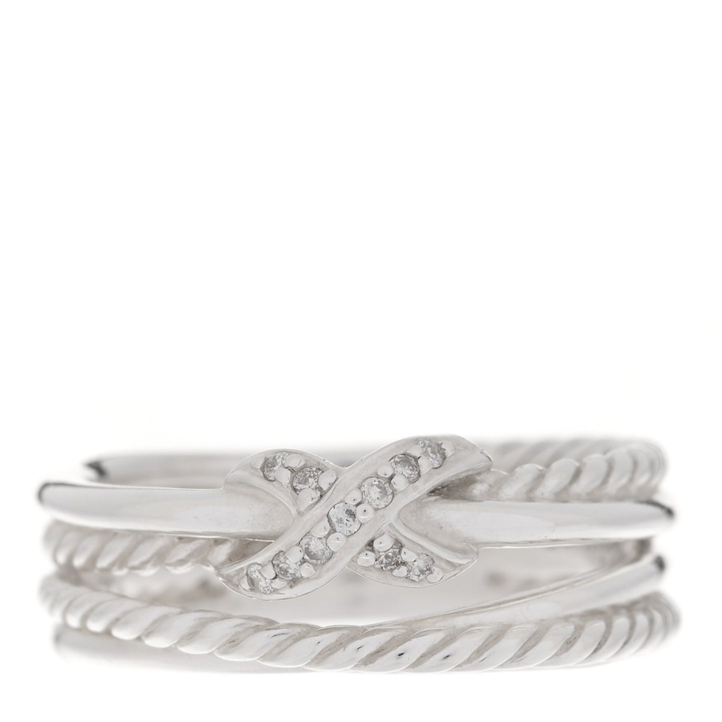 Sterling Silver Diamond X Crossover Ring 49 4.75