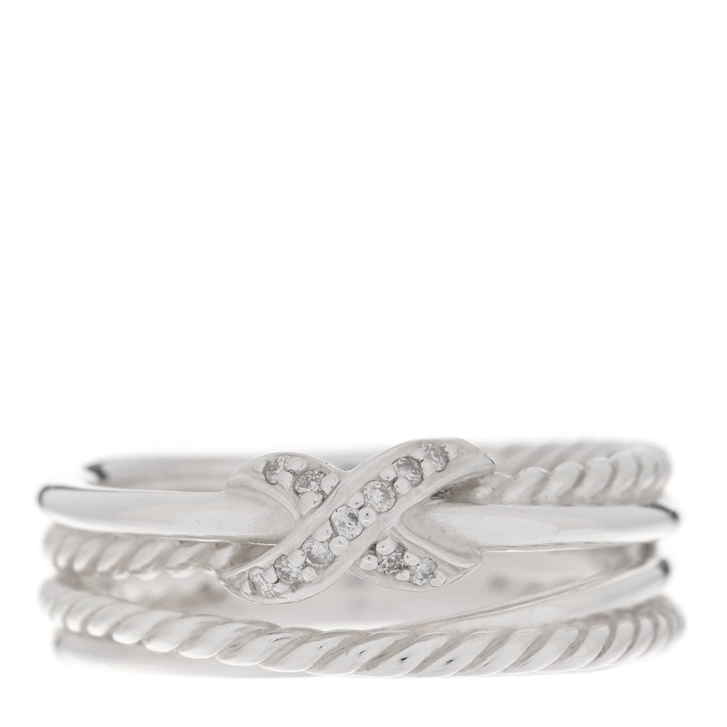 David Yurman Sterling Silver Diamond X Crossover Ring 49 4.75 1 of 5