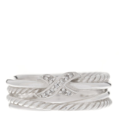 David Yurman Sterling Silver Diamond X Crossover Ring 49 4.75 1 of 5
