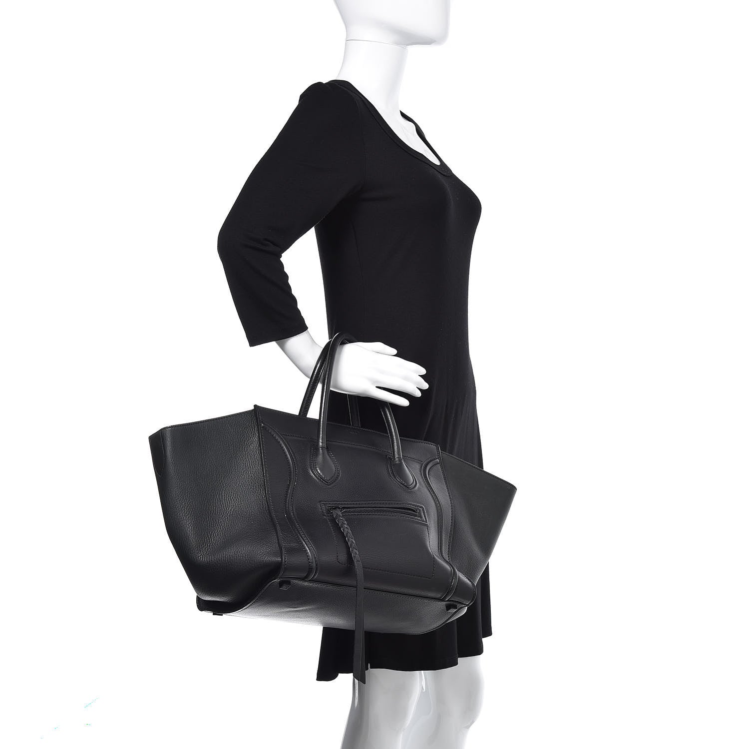 Celine Supple Calfskin Medium Phantom Luggage Black 2 of 13