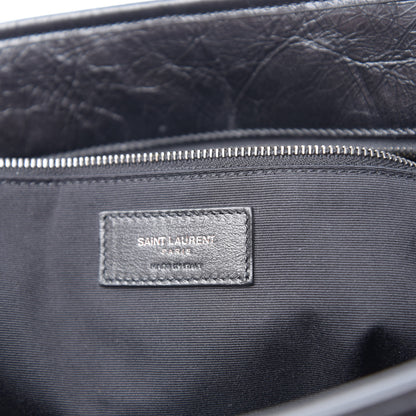 Saint Laurent Crinkled Calfskin Matelasse Monogram Large Niki Shopping Tote Bag Black 5 of 9