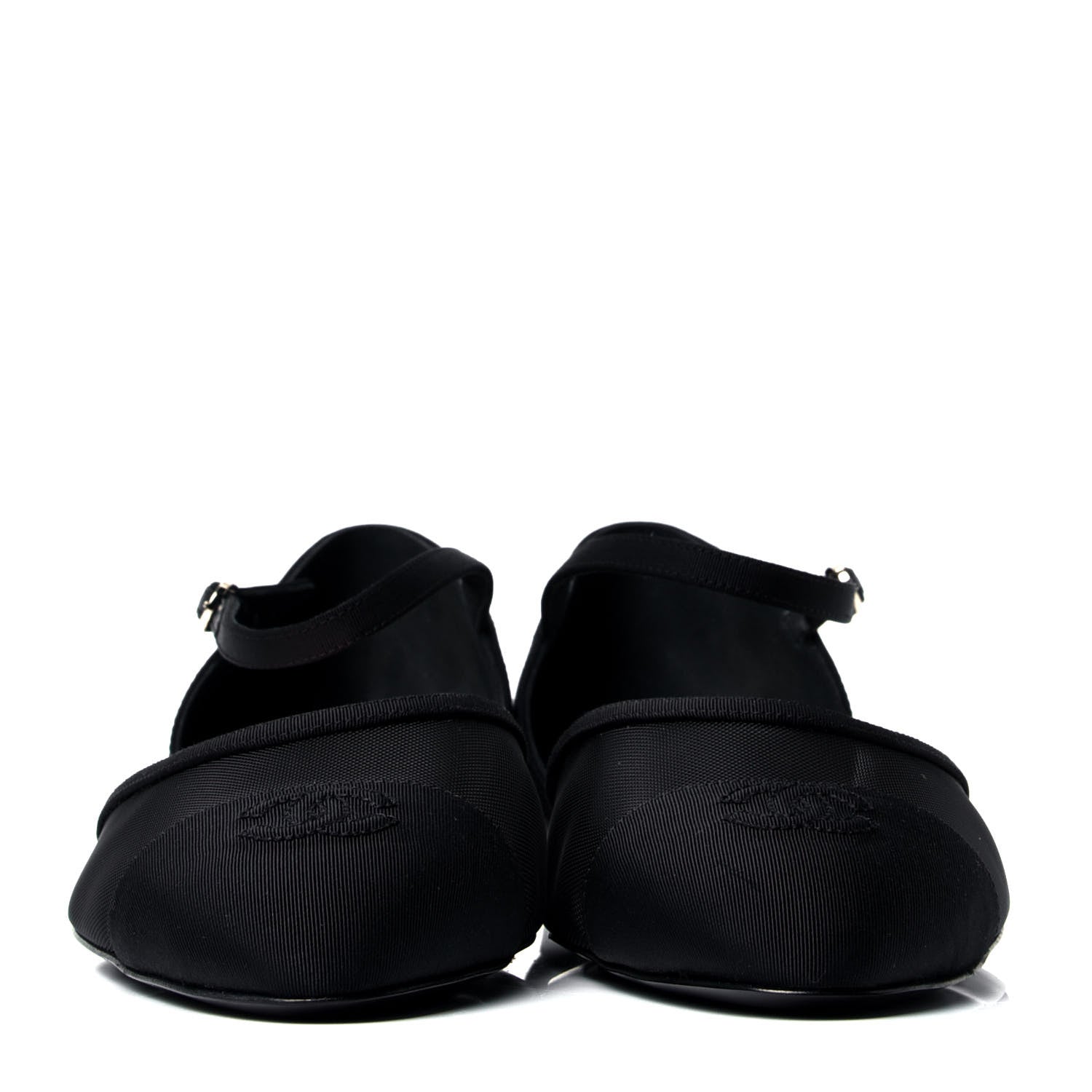 Chanel Mesh Grosgrain Cap Toe CC Flats 42 Black 3 of 6