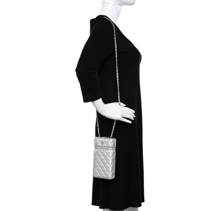 Chanel Metallic Lambskin Quilted Phone Holder With Chain Silver 12 of 12