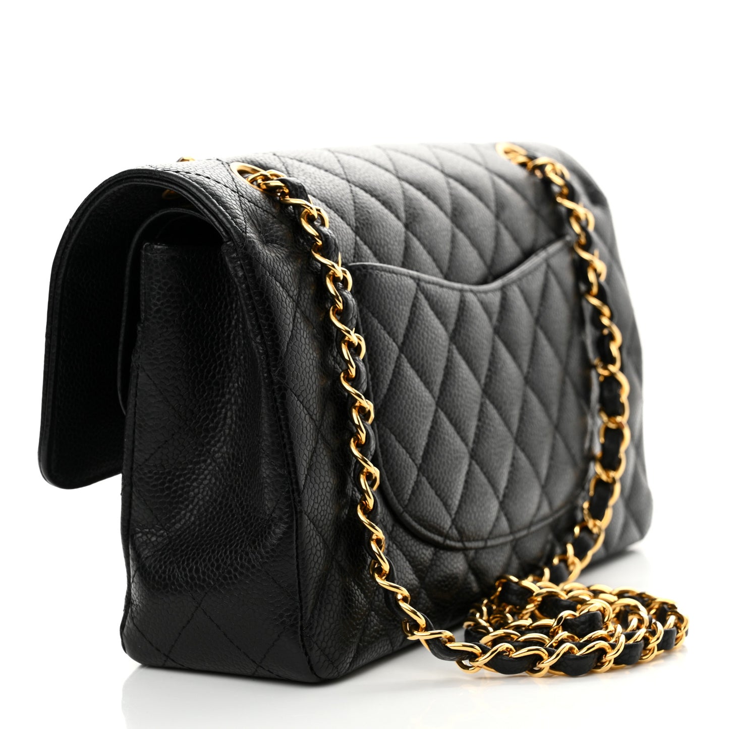 Caviar Quilted Medium Double Flap Black