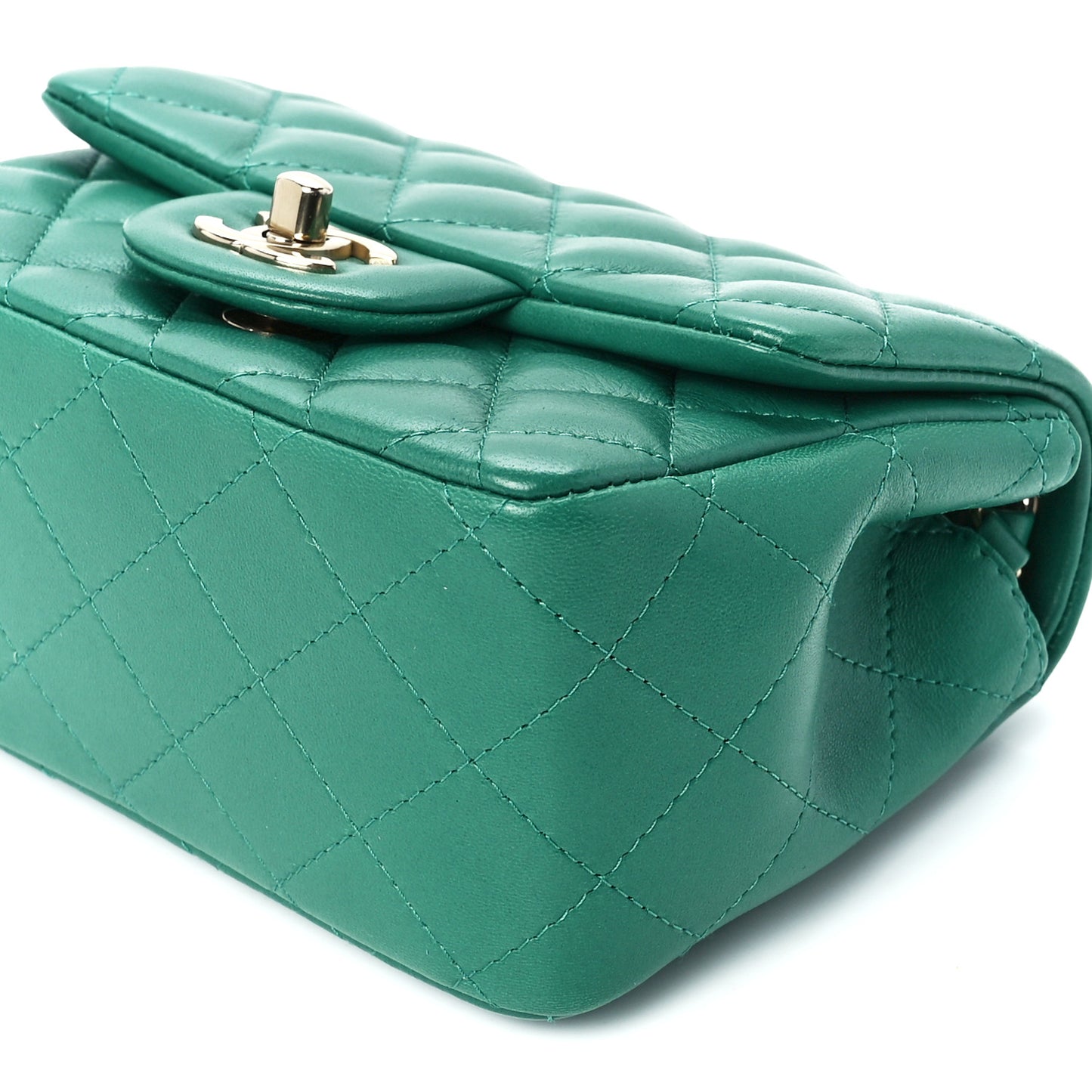 Lambskin Quilted Mini Square Flap Green