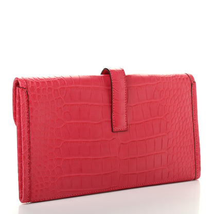 Hermes Matte Alligator Jige Duo Clutch Framboise 4 of 8