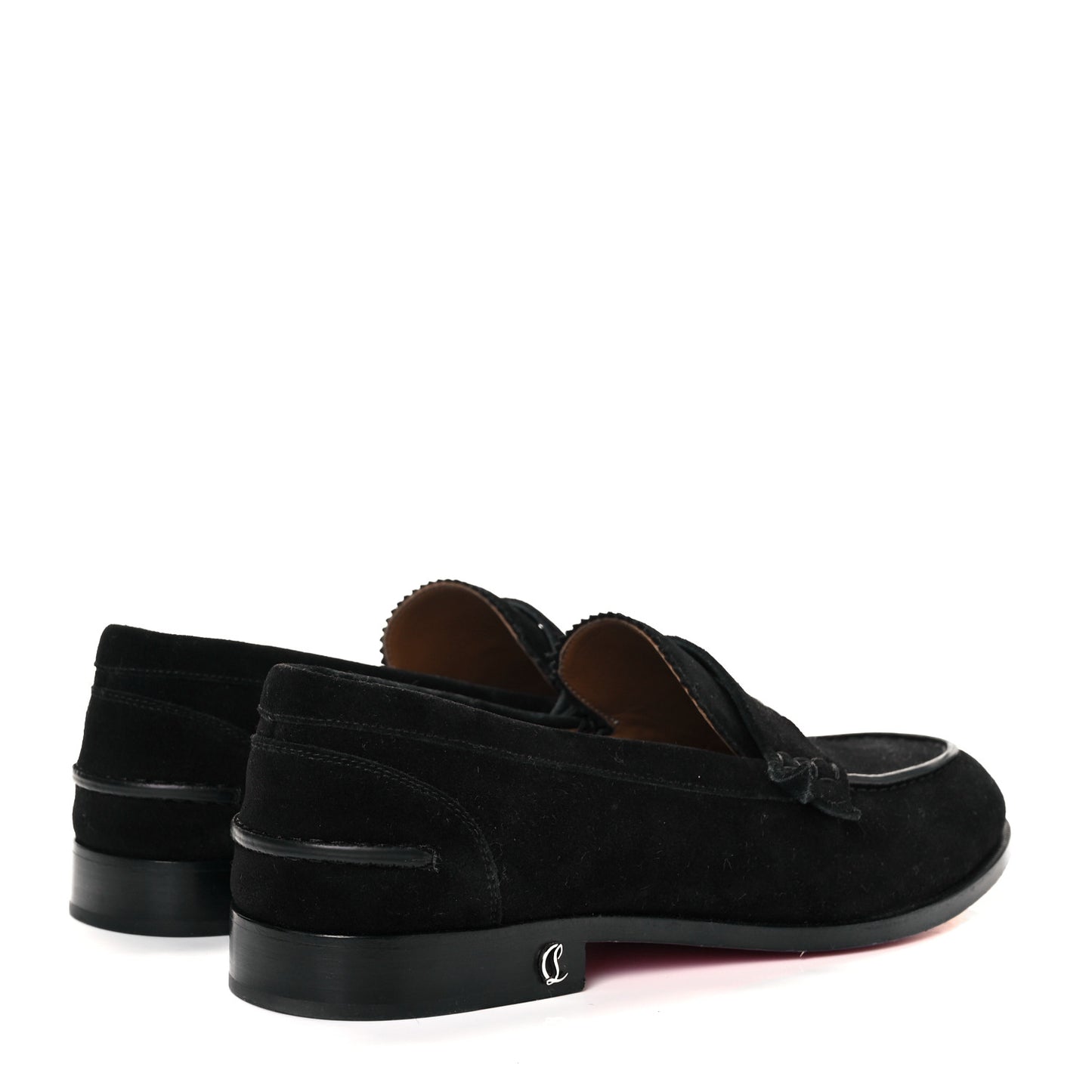 Veau Velours Mens No Penny Flat Loafers 41.5 Black