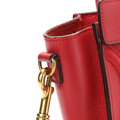 Celine Drummed Calfskin Nano Luggage Red 10 of 12