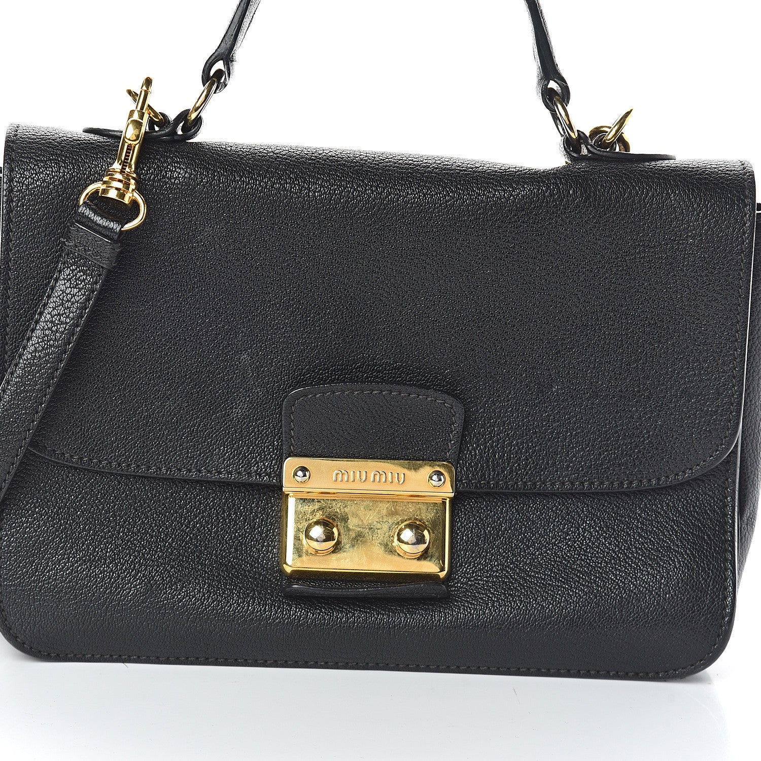 Miu Miu Goatskin Madras Shoulder Bag Black 7 of 9