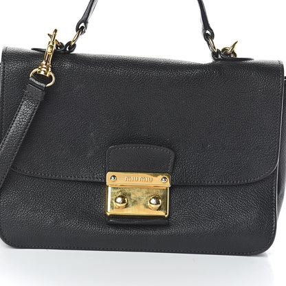 Miu Miu Goatskin Madras Shoulder Bag Black 7 of 9