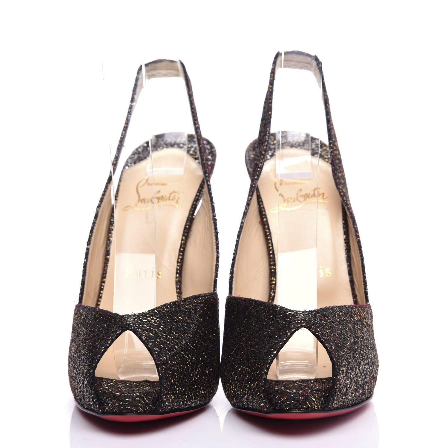 Christian Louboutin Glitter Boulimina 120 Platform Slingback Pumps 37.5 Black 2 of 9