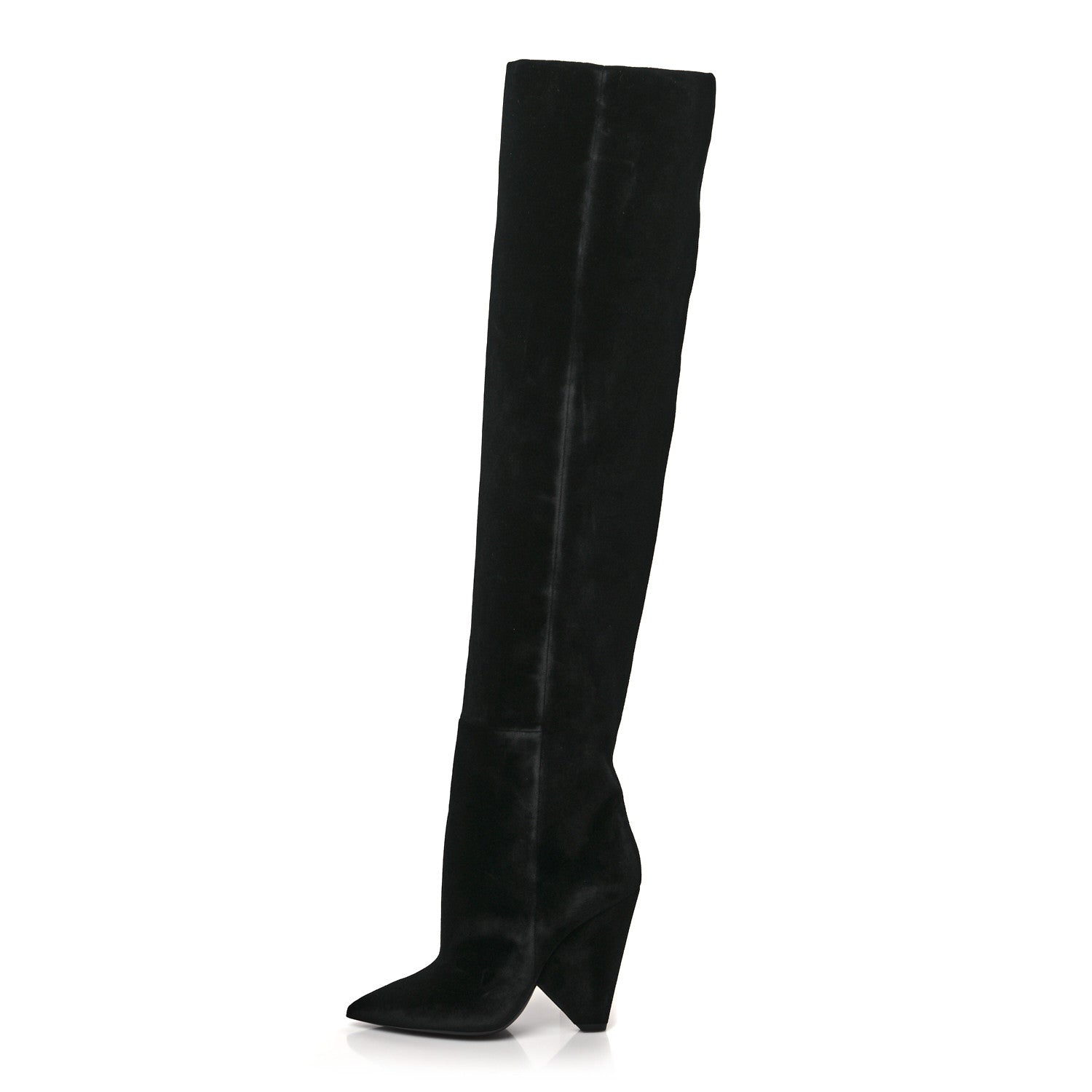 Saint Laurent Velvet Niki 105 Thigh High Boots 37 Black 1 of 5