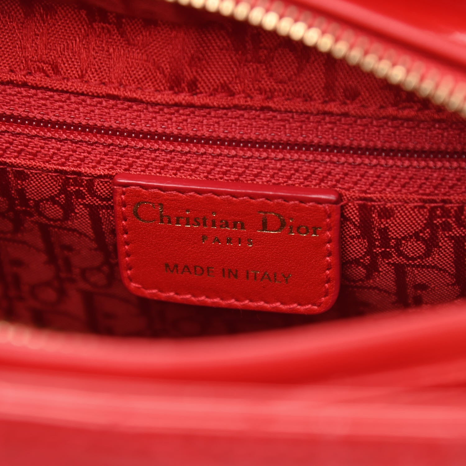 Christian Dior Patent Cannage Stitched Medium Lady Dior Red 5 of 14