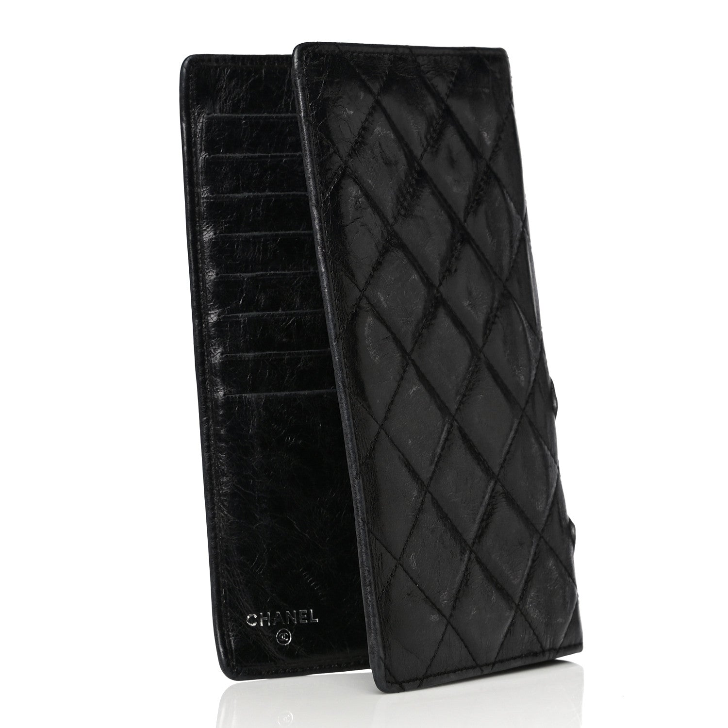 Chanel Aged Calfskin Quilted Cambon Yen Wallet Black 3 of 21