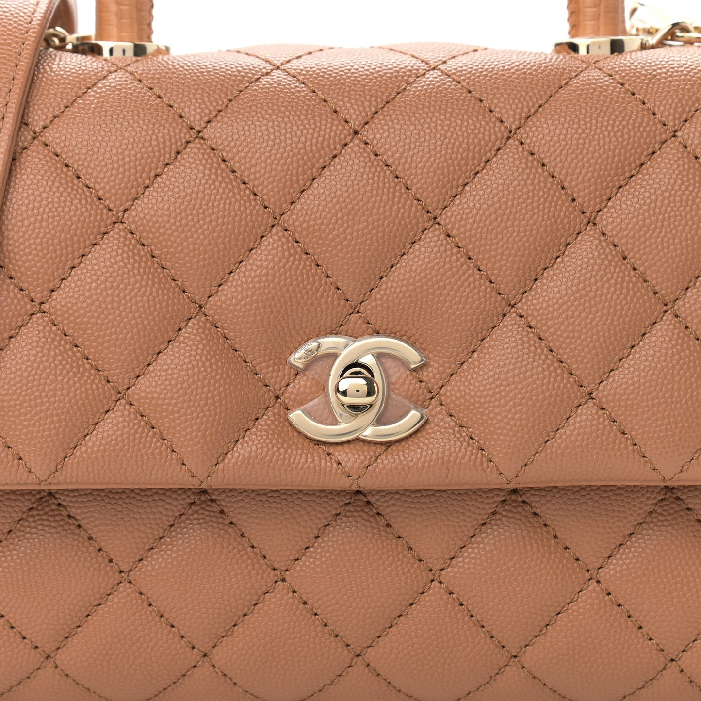 Caviar Quilted Mini Coco Handle Flap Brown