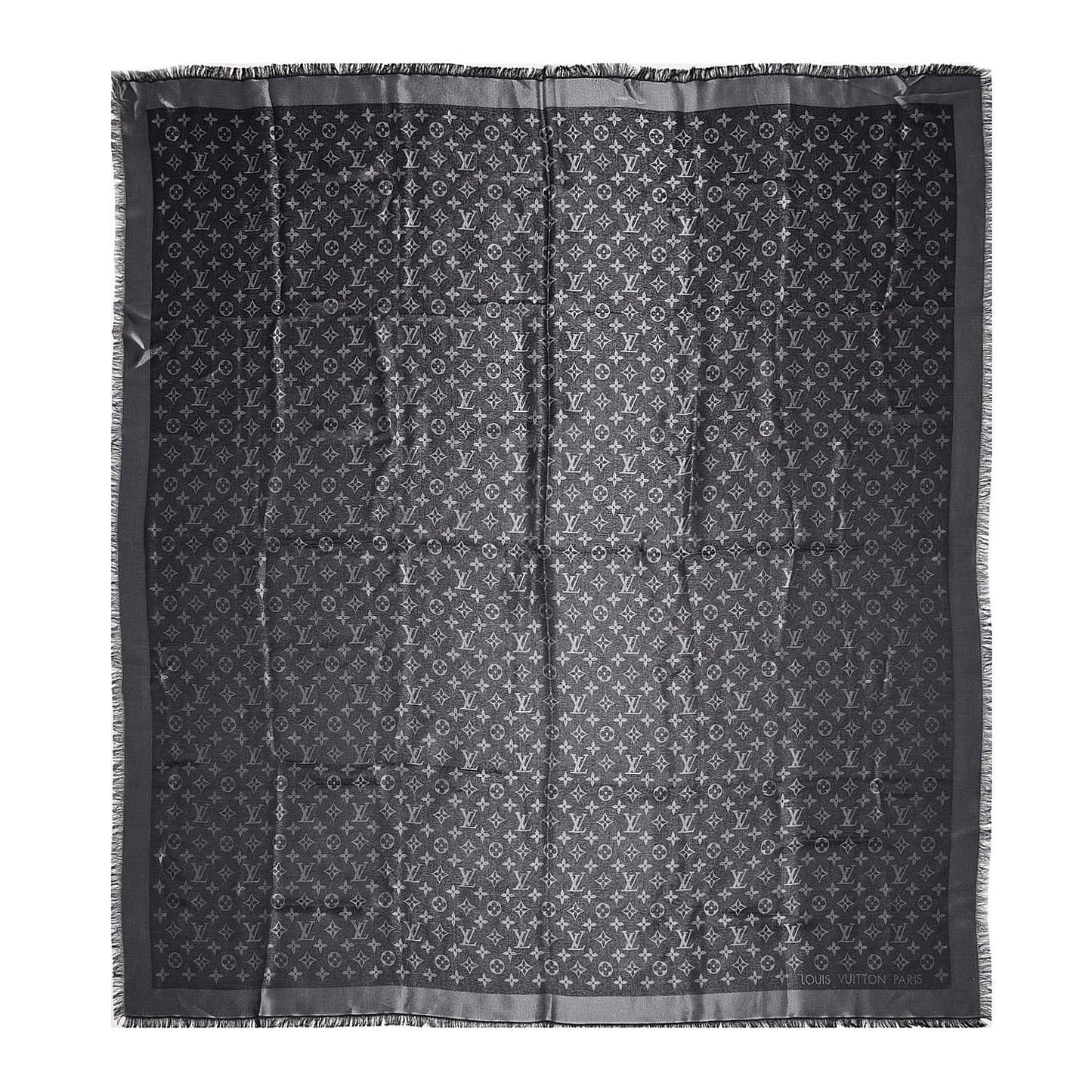 Silk Lurex Wool Monogram Shine Shawl Black