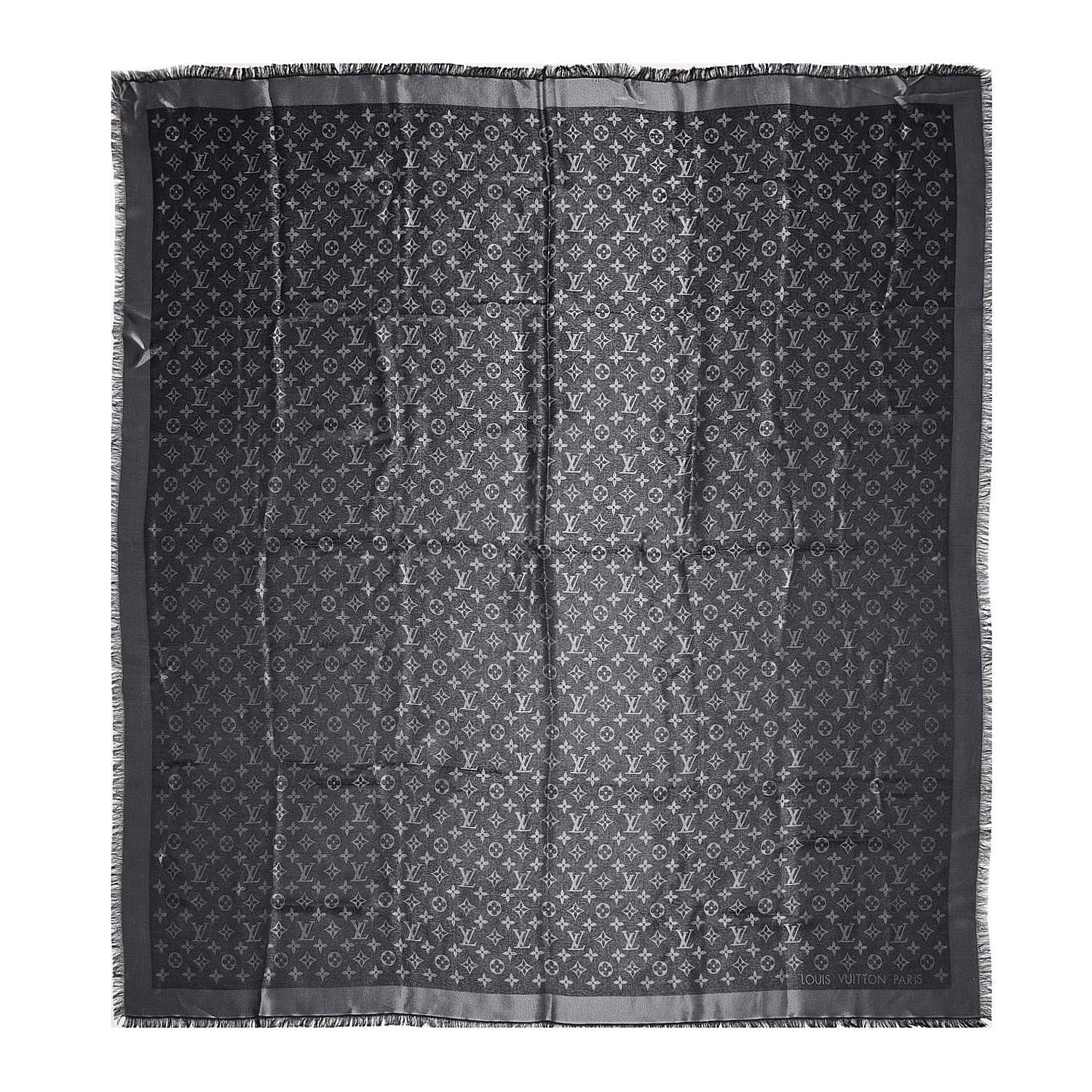 Louis Vuitton Silk Lurex Wool Monogram Shine Shawl Black 1 of 4