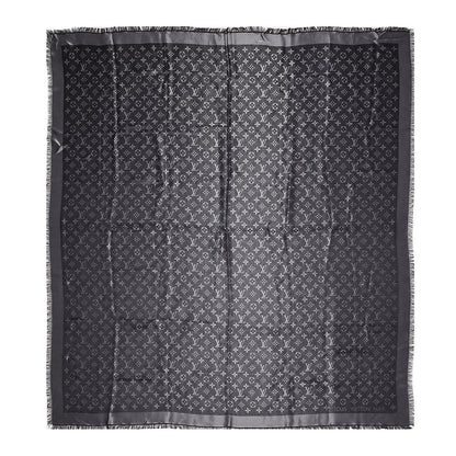 Louis Vuitton Silk Lurex Wool Monogram Shine Shawl Black 1 of 4