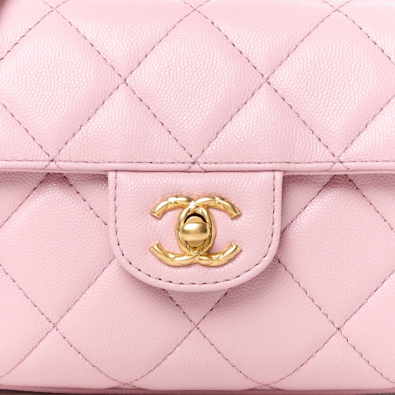 Chanel Shiny Caviar Quilted Mini Top Handle Flap Pink 9 of 12