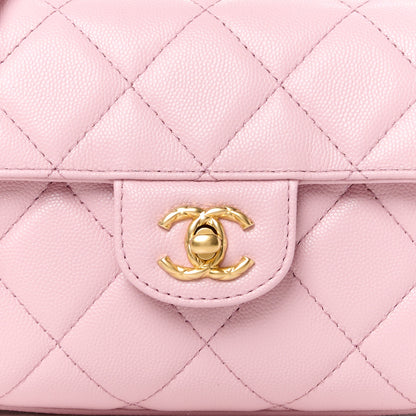 Chanel Shiny Caviar Quilted Mini Top Handle Flap Pink 9 of 12