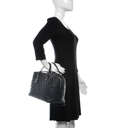Chanel Calfskin Quilted Feather Weight Bowling Bag Black 3 of 10
