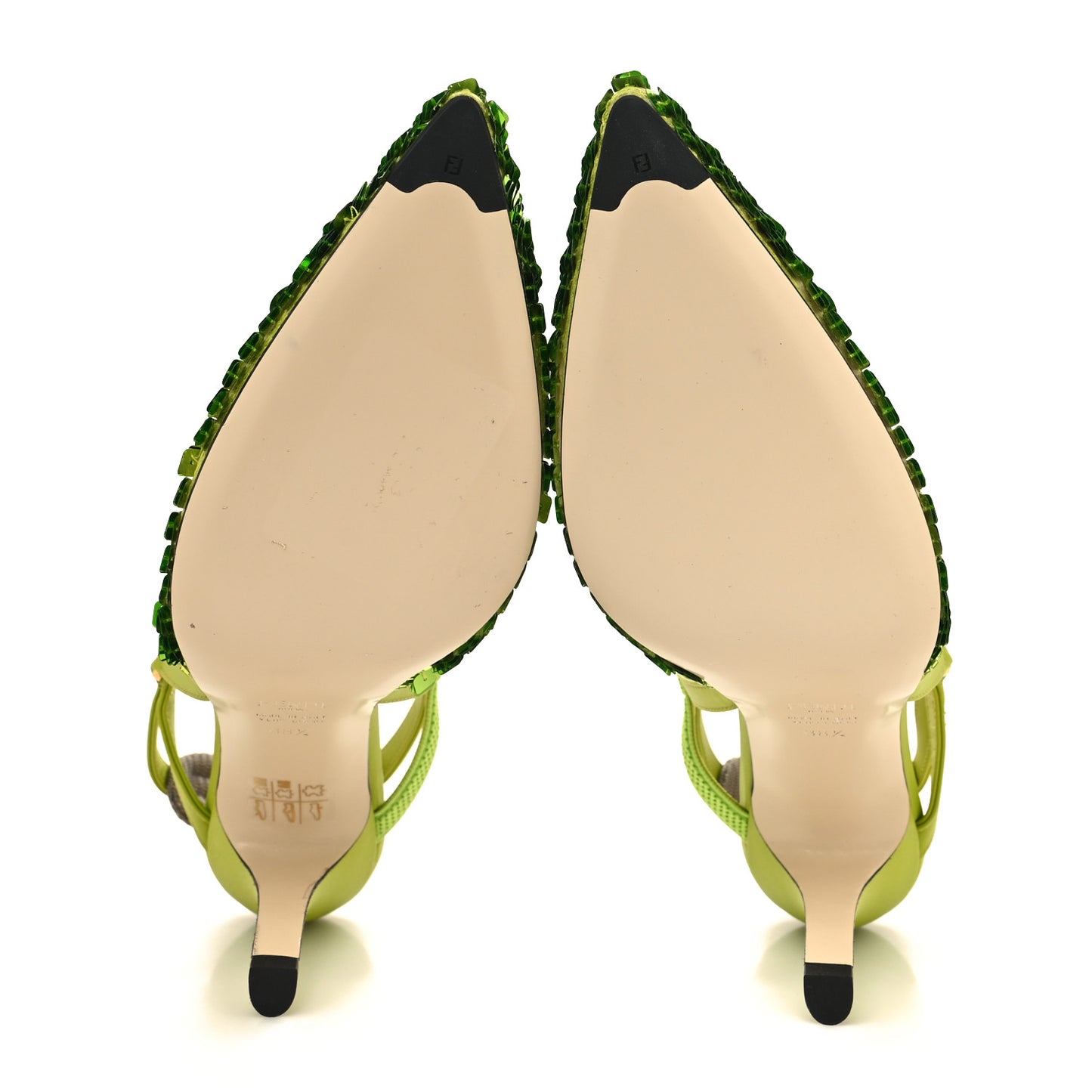 Organza Paillettes Colibri 85mm Slingback Pumps 38.5 Wasabi