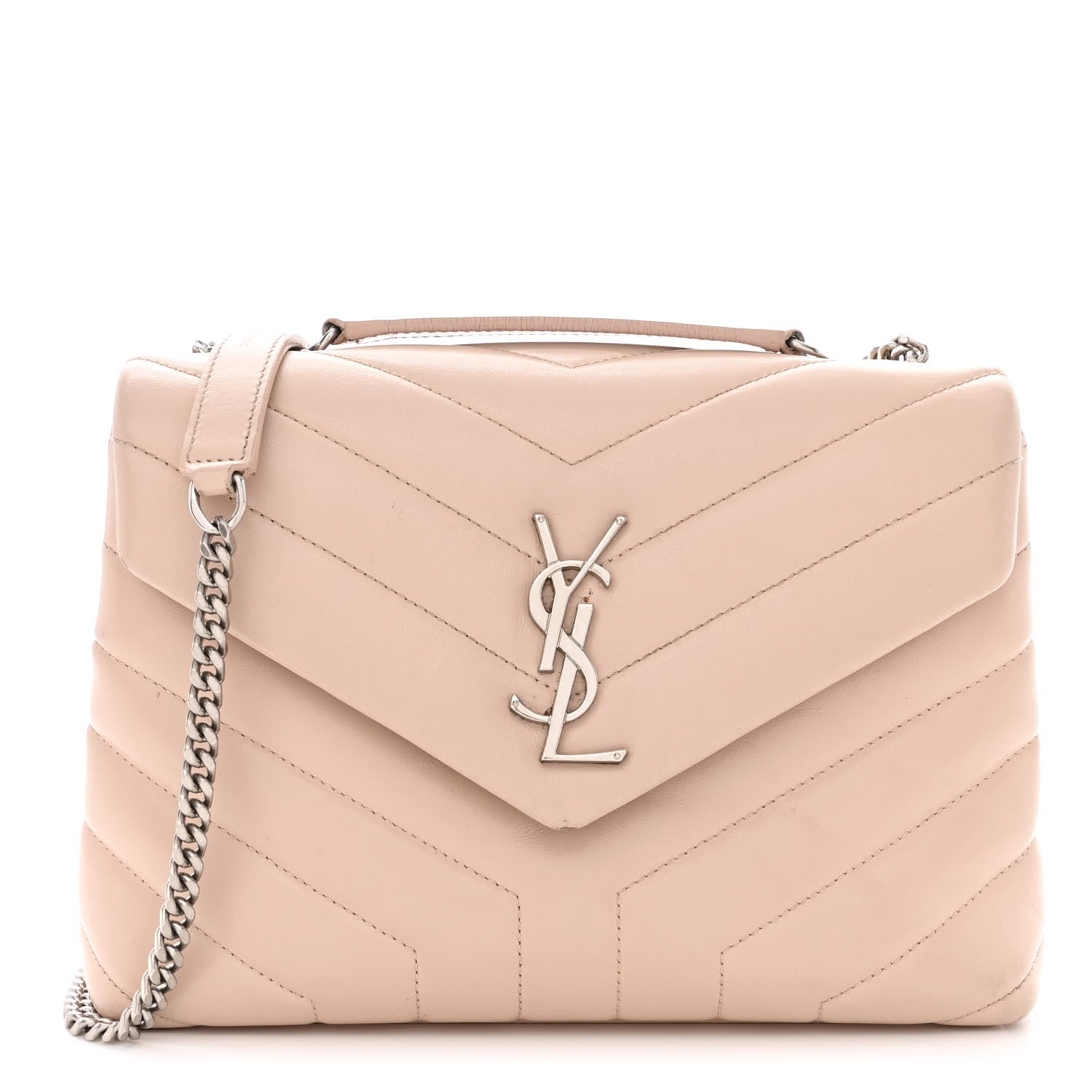 Saint Laurent Calfskin Y Quilted Monogram Small Loulou Chain Satchel Marble Pink 1 of 18