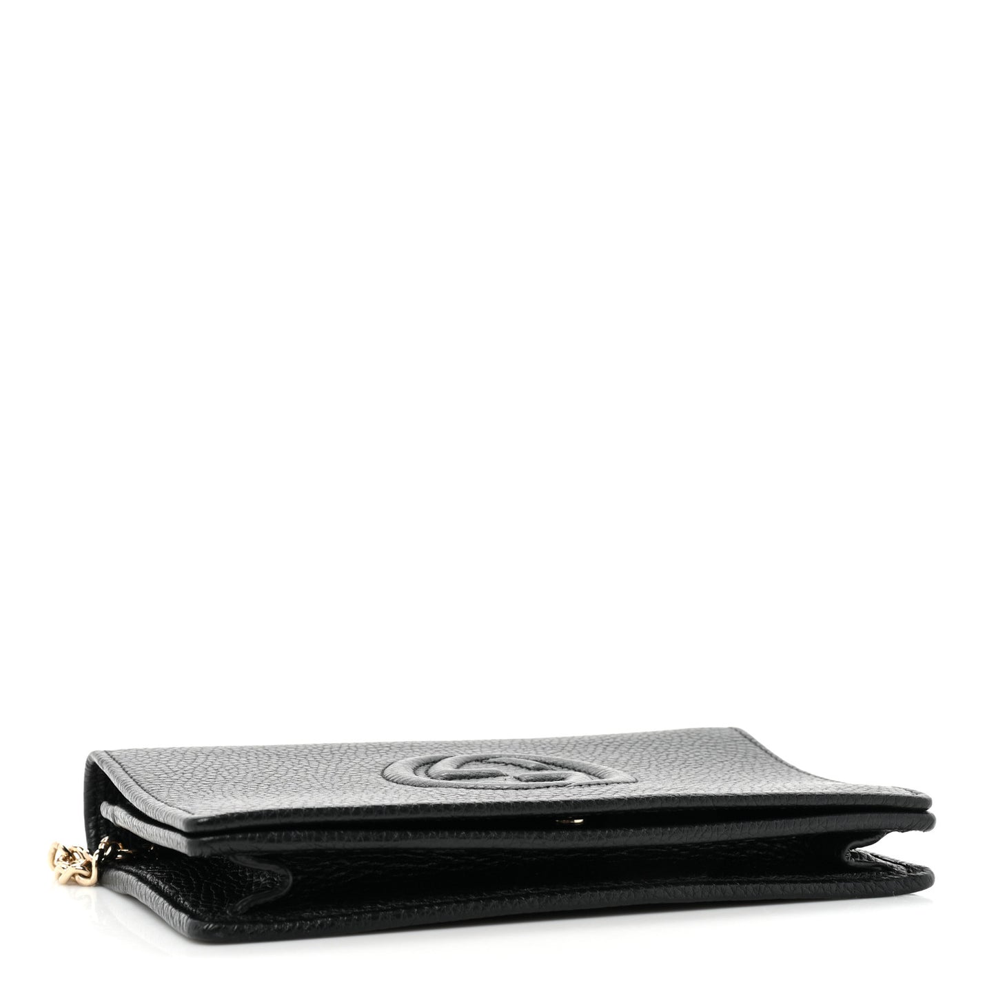 Pebbled Calfskin Soho Wallet On Chain Black
