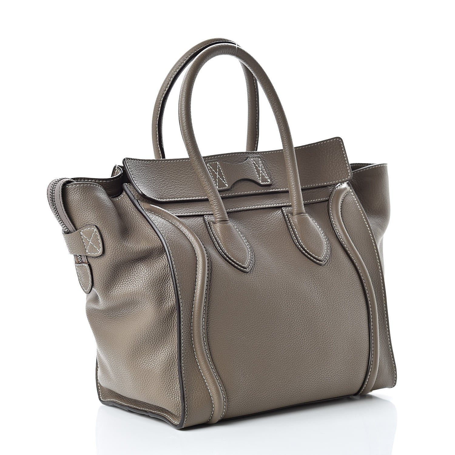 Celine Drummed Calfskin Mini Luggage Souris 3 of 13