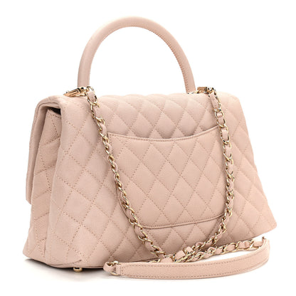 Chanel Caviar Quilted Small Coco Handle Flap Light Beige 3 of 11
