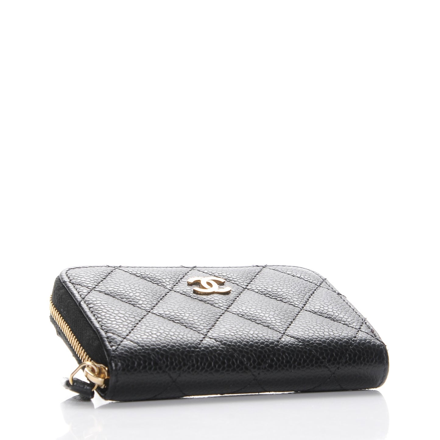 Caviar Quilted Zip Coin Purse Black