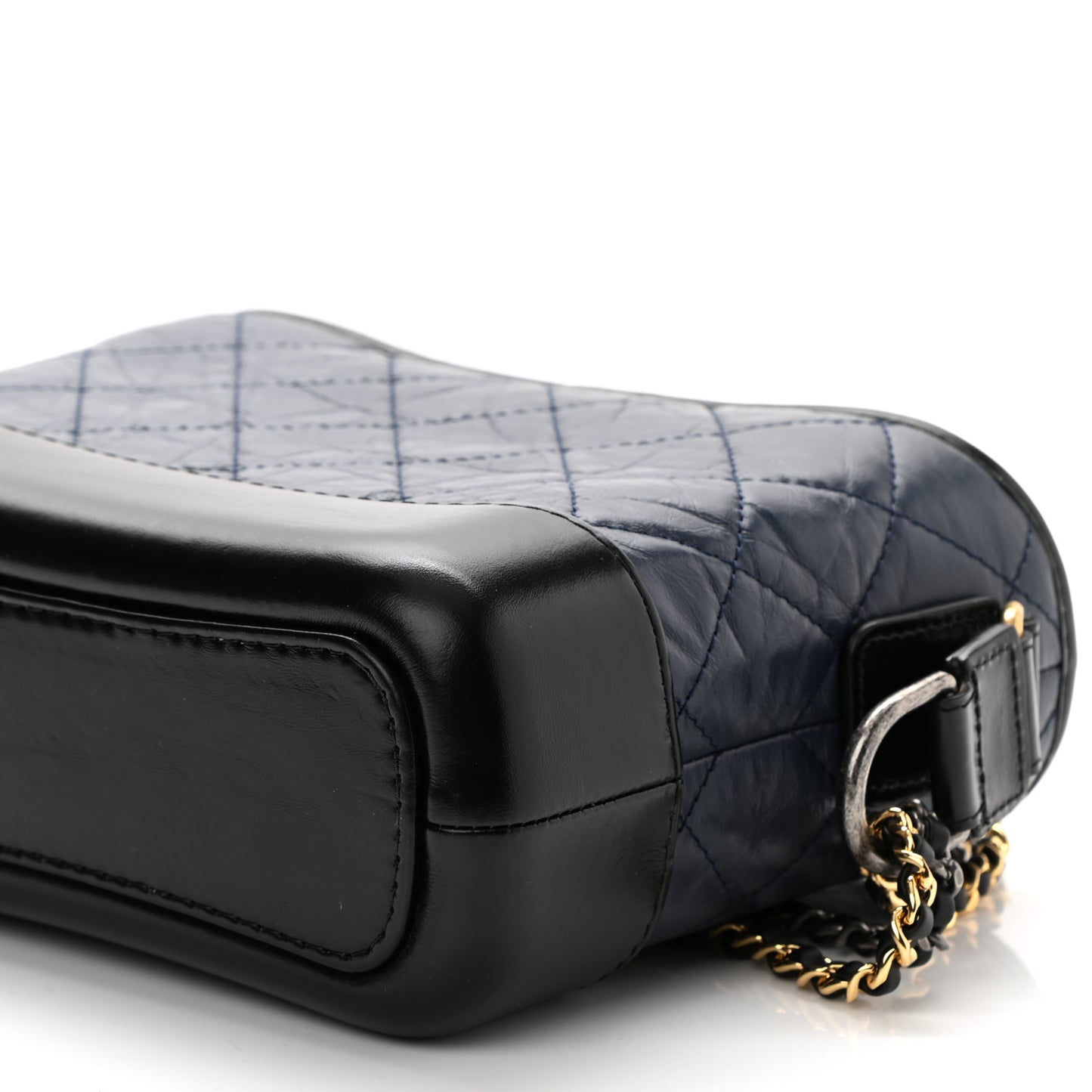Aged Calfskin Quilted Small Gabrielle Hobo Navy Black