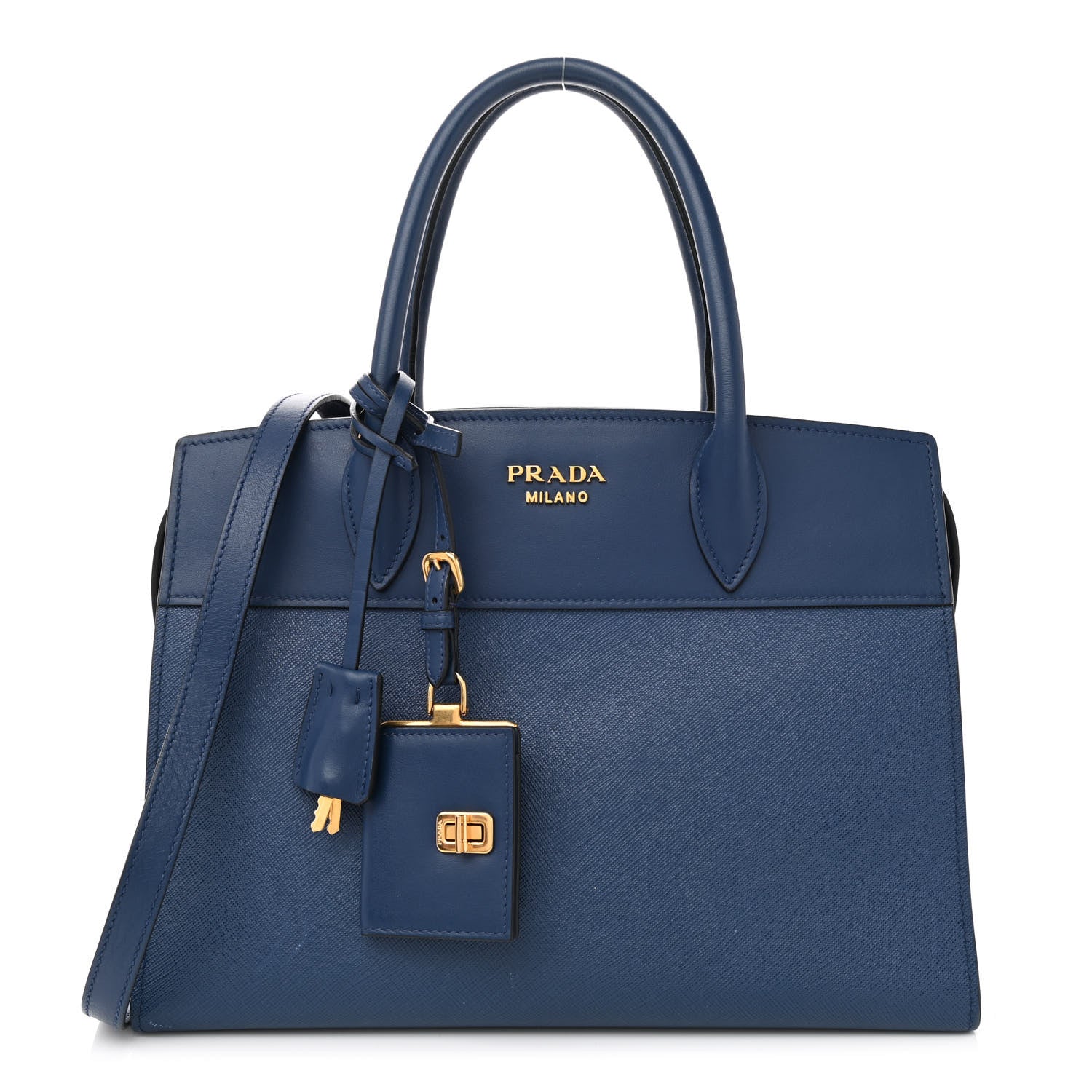 Prada Saffiano City Calfskin Medium Esplanade Bleuette 1 of 9