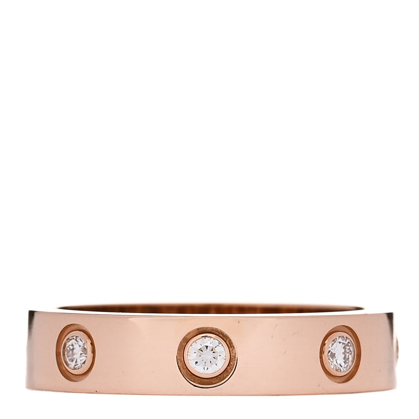 18K Pink Gold 8 Diamond 4mm LOVE Wedding Band Ring 50 5.25