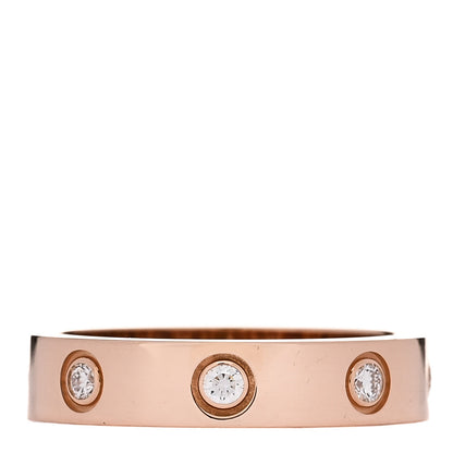 Cartier 18K Pink Gold 8 Diamond 4mm LOVE Wedding Band Ring 50 5.25 1 of 5