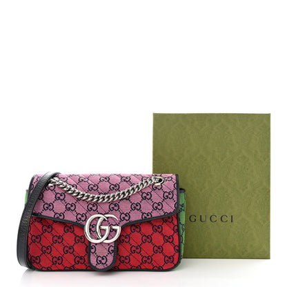 Gucci Monogram Multicolor Matelasse Diagonal Small GG Marmont Shoulder Bag Pink Blue Red Yellow Green 12 of 12