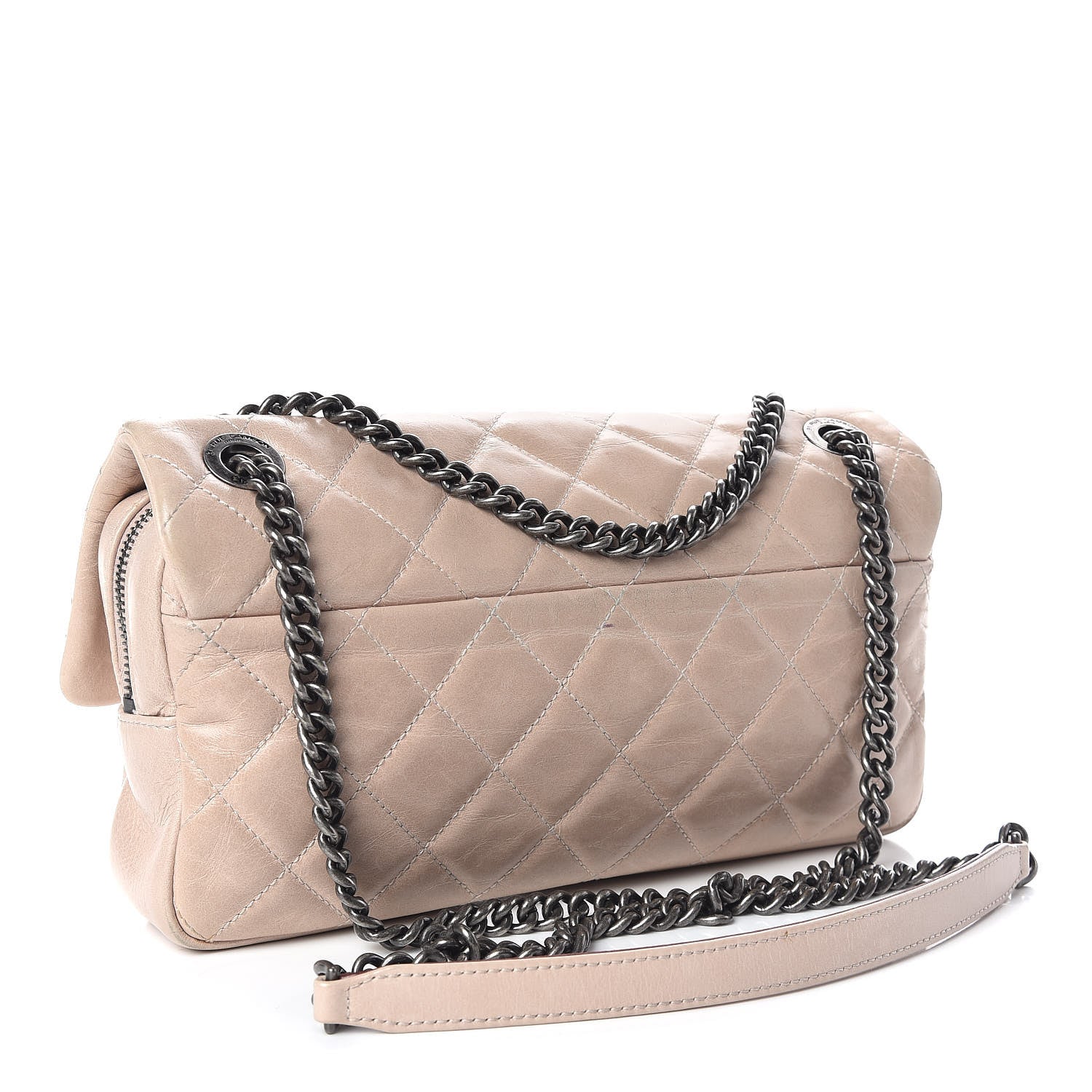 Chanel Glazed Calfskin Quilted Medium Duo Flap Beige 3 of 16