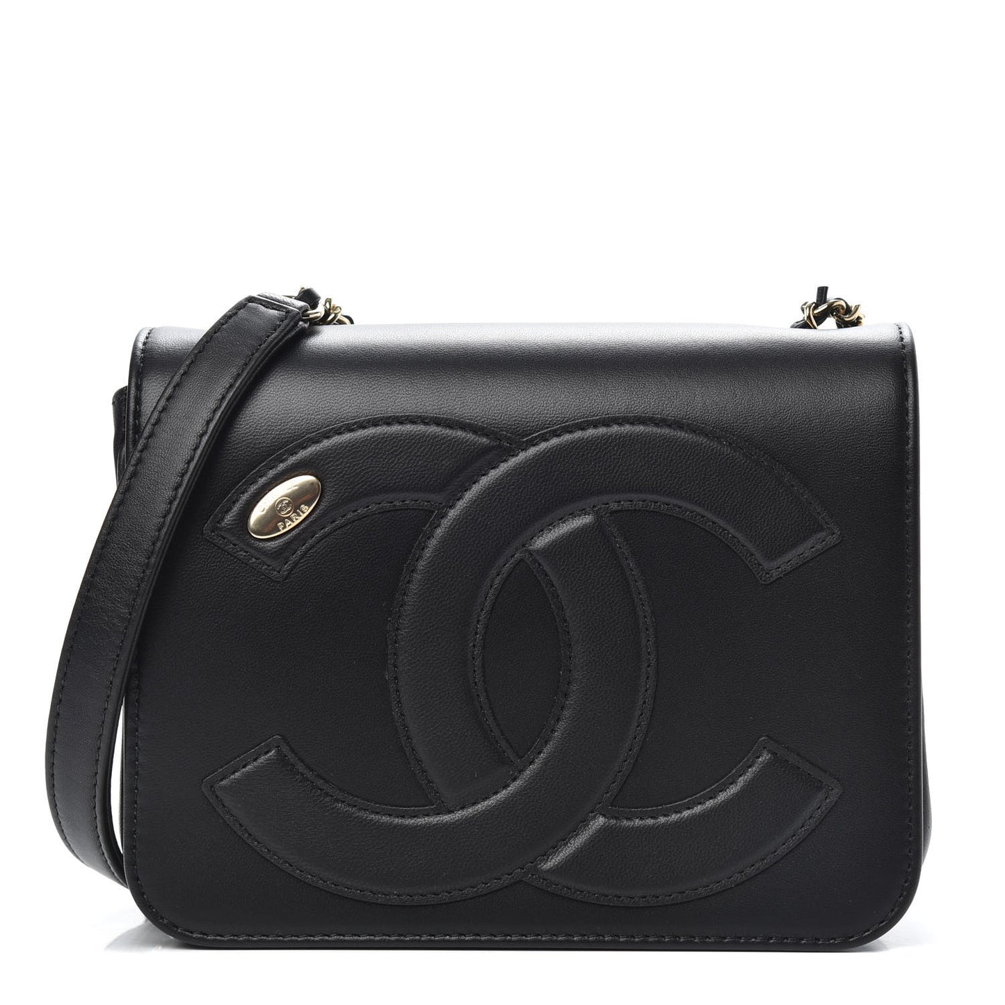 Lambskin CC Mania Flap Bag Black