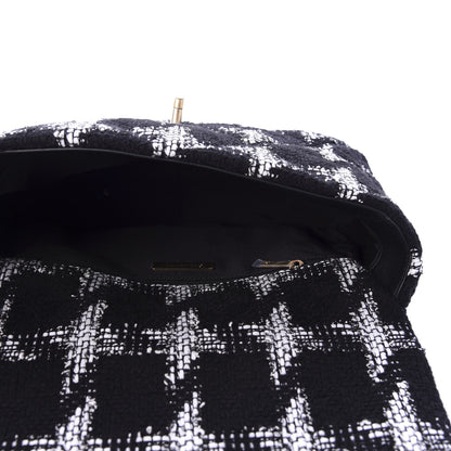 Chanel Tweed Quilted Large 19 Flap Black White 6 of 12