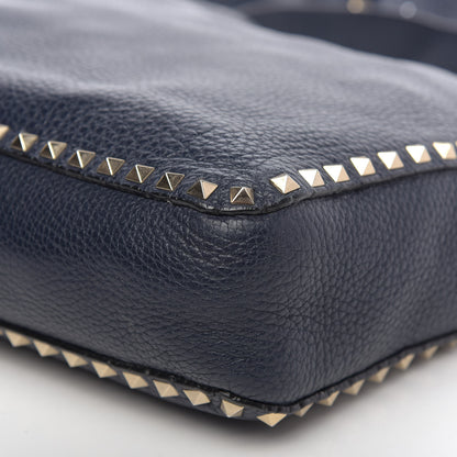 Valentino Garavani Pebbled Calfskin Large Rockstud Flip-Lock Messenger Bag Marine 8 of 12