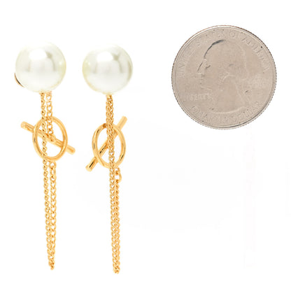 Christian Dior Pearl Tribales Earrings Gold White 2 of 5