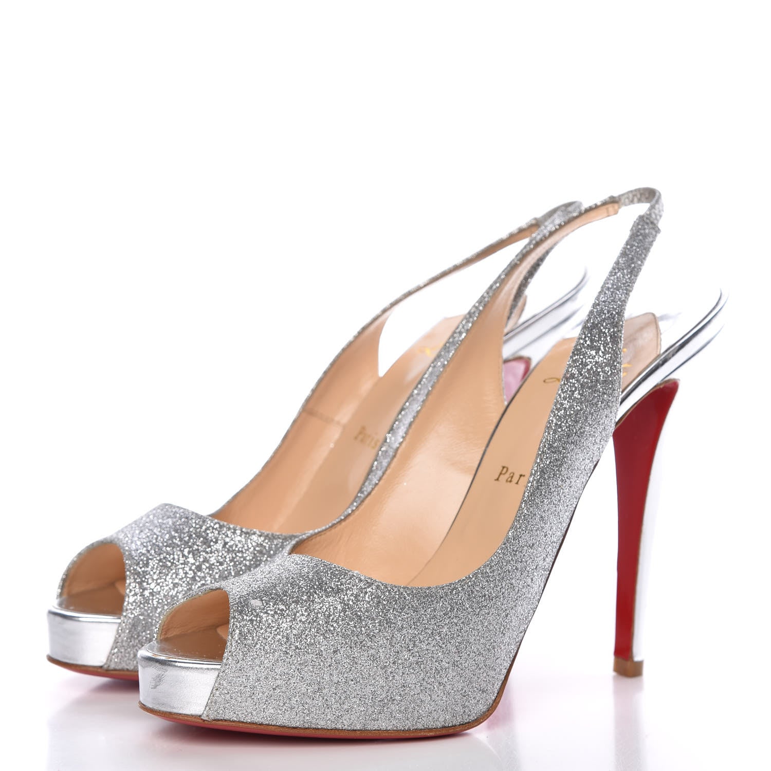 Christian Louboutin Glitter No Prive 120 Pumps 39.5 Silver 3 of 10