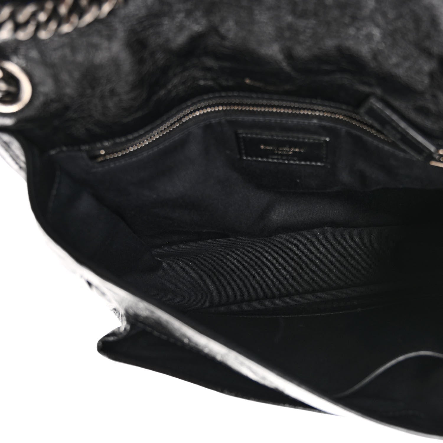 Saint Laurent Crinkled Calfskin Matelasse Monogram Medium Niki Chain Satchel Black 5 of 9