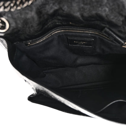Saint Laurent Crinkled Calfskin Matelasse Monogram Medium Niki Chain Satchel Black 5 of 9