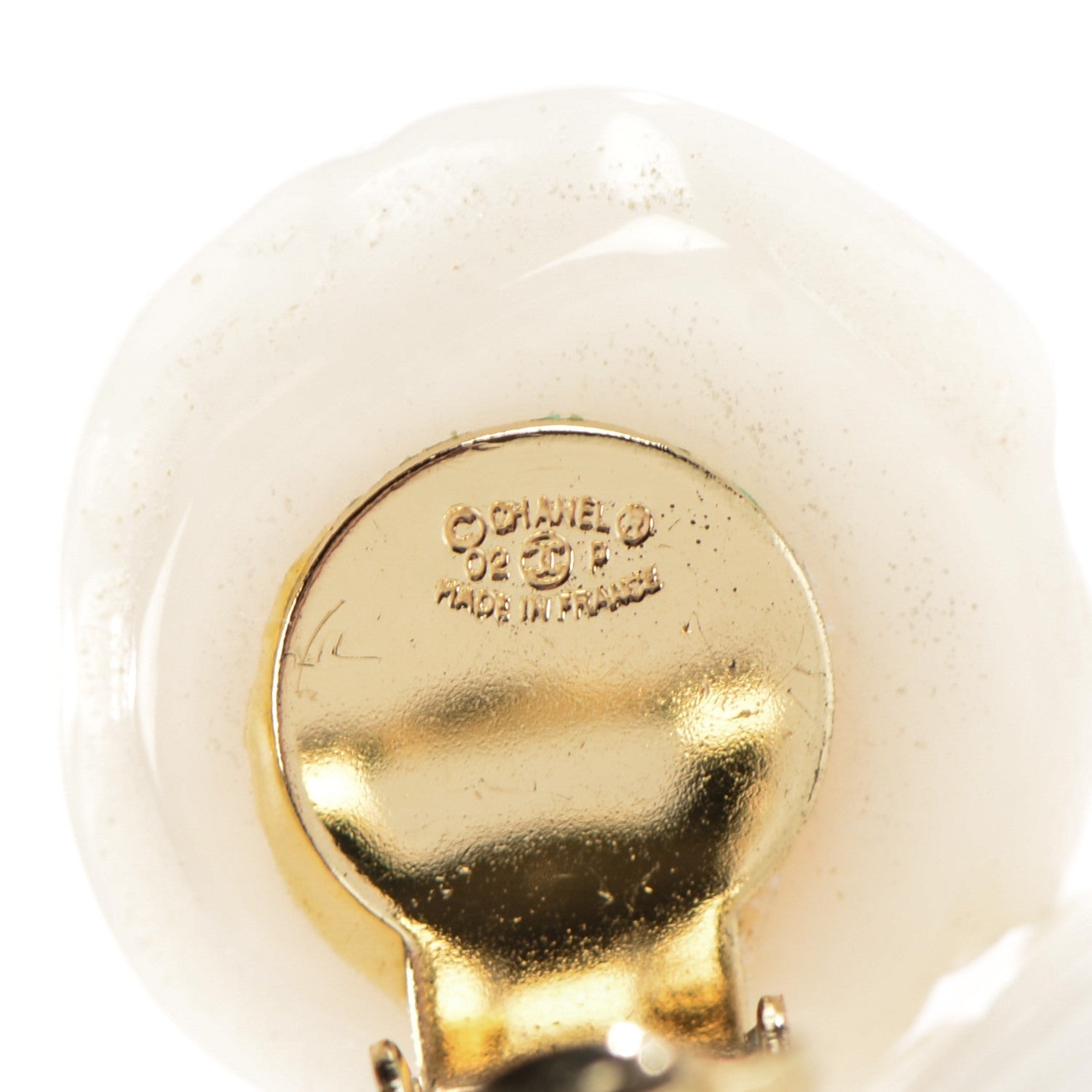 Chanel Resin CC Camellia Clip On Earrings White 4 of 6