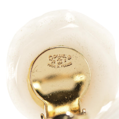 Chanel Resin CC Camellia Clip On Earrings White 4 of 6