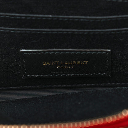 Saint Laurent Grained Lambskin Quilted Mini Becky Double Zip Bag Rouge Eros 6 of 15