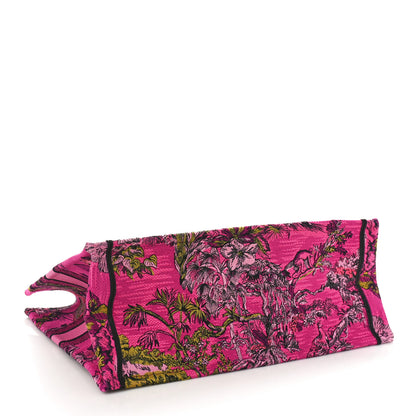 Christian Dior Canvas Embroidered Large Toile de Jouy Voyage Book Tote Fuchsia Multicolor 4 of 8