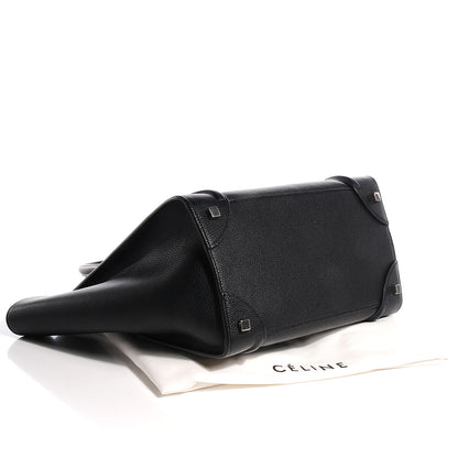 Celine Drummed Calfskin Mini Luggage Black 4 of 9