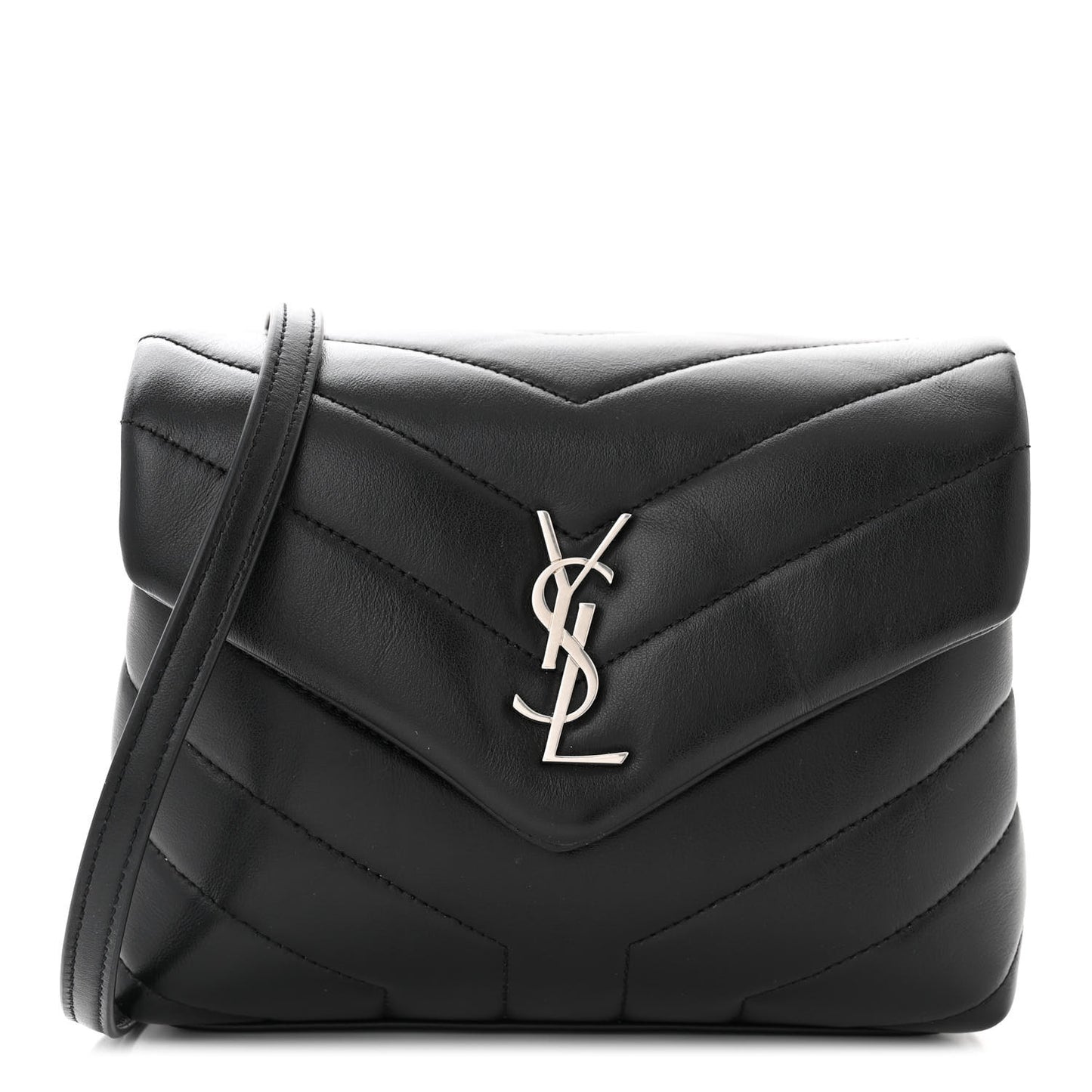 Calfskin Y Quilted Monogram Toy Loulou Crossbody Bag Black